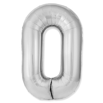 Цифра, 0 Slim, Серебро 102 см