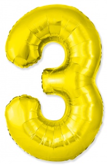 Цифра, 3 Slim, Золото 102 см